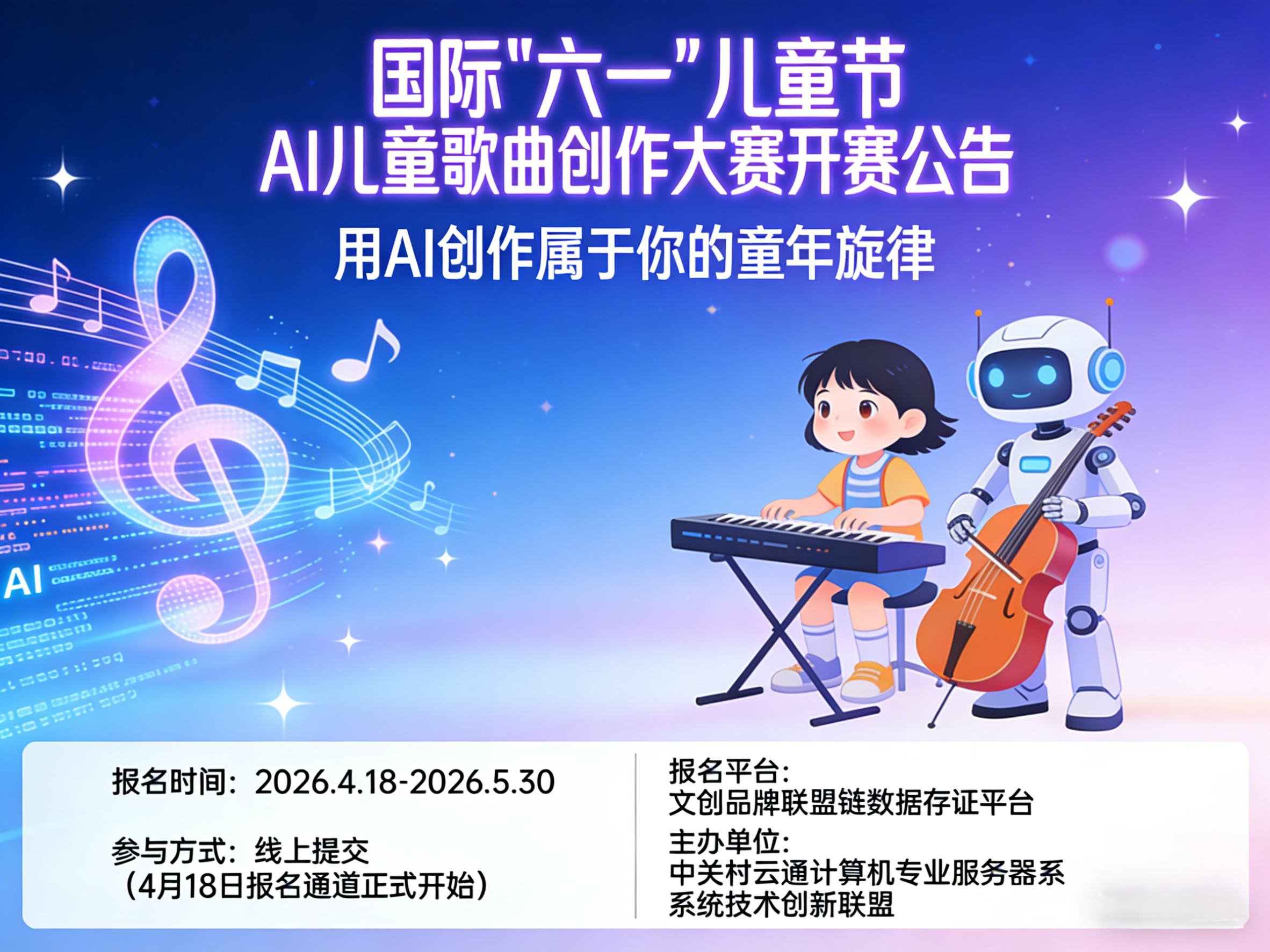 国际“六一”儿童节  AI儿童歌曲创作大赛 开赛公告